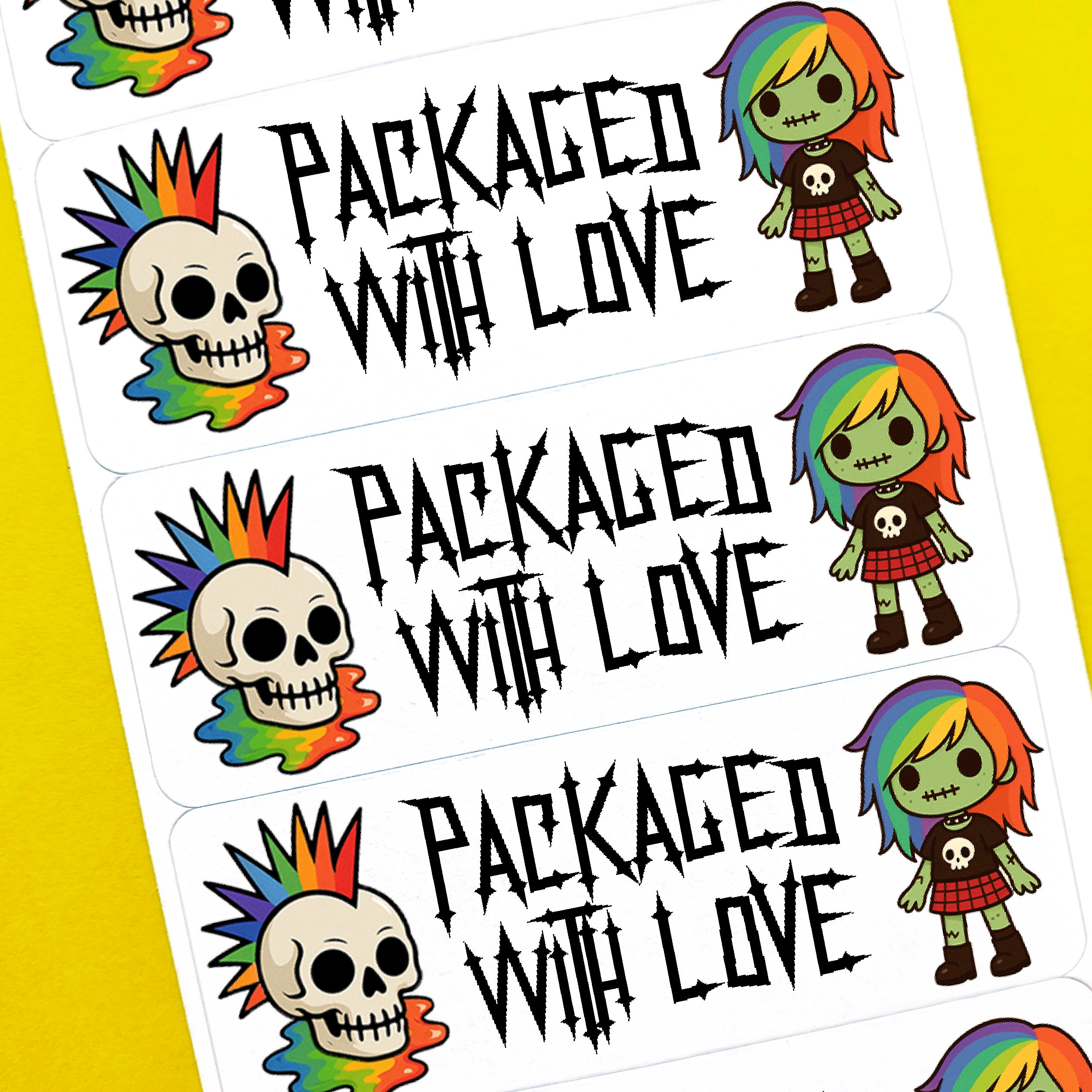 Rainbow Punk Packaged With Love Stickers
