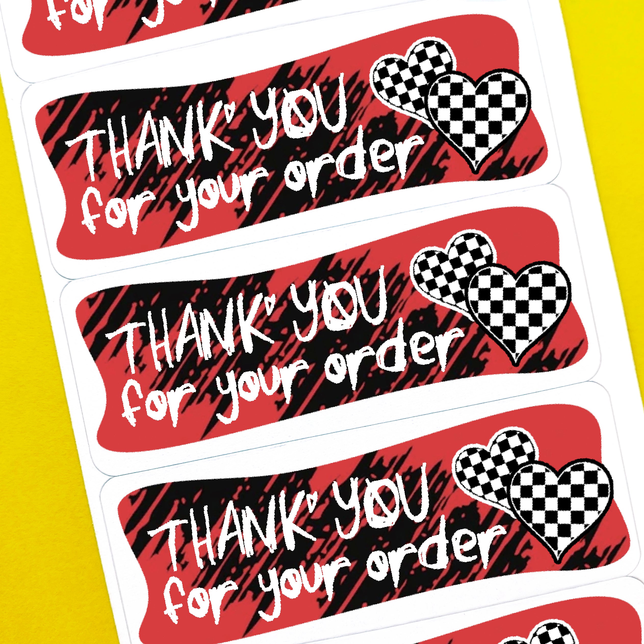 Grunge Red Checker Hearts Stickers