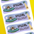 Special Delivery UFO Teddy Bear Stickers