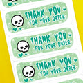 Green Skull Thank You Stickers