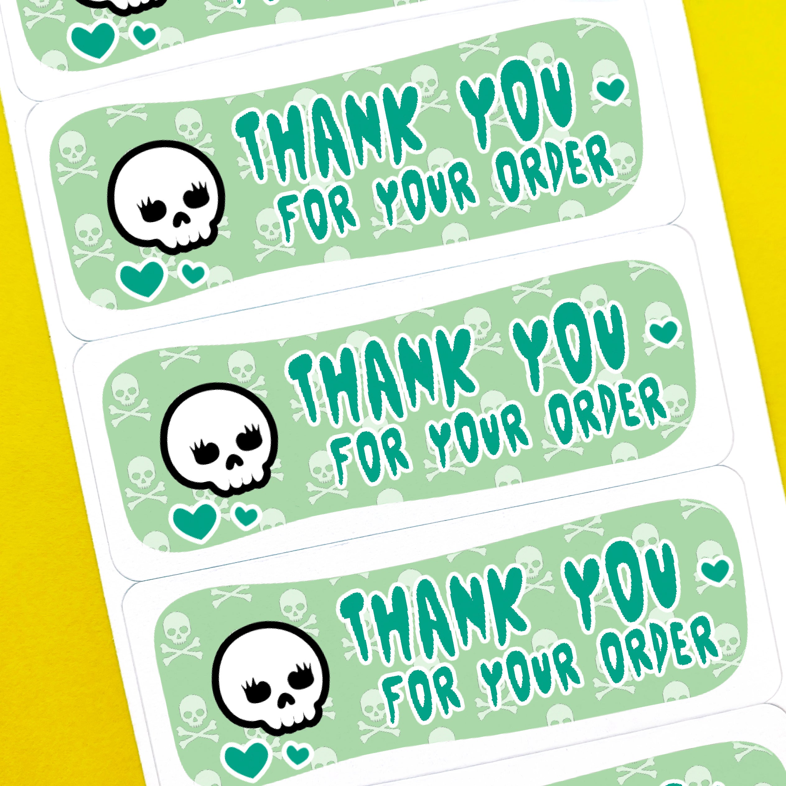 Green Skull Thank You Stickers