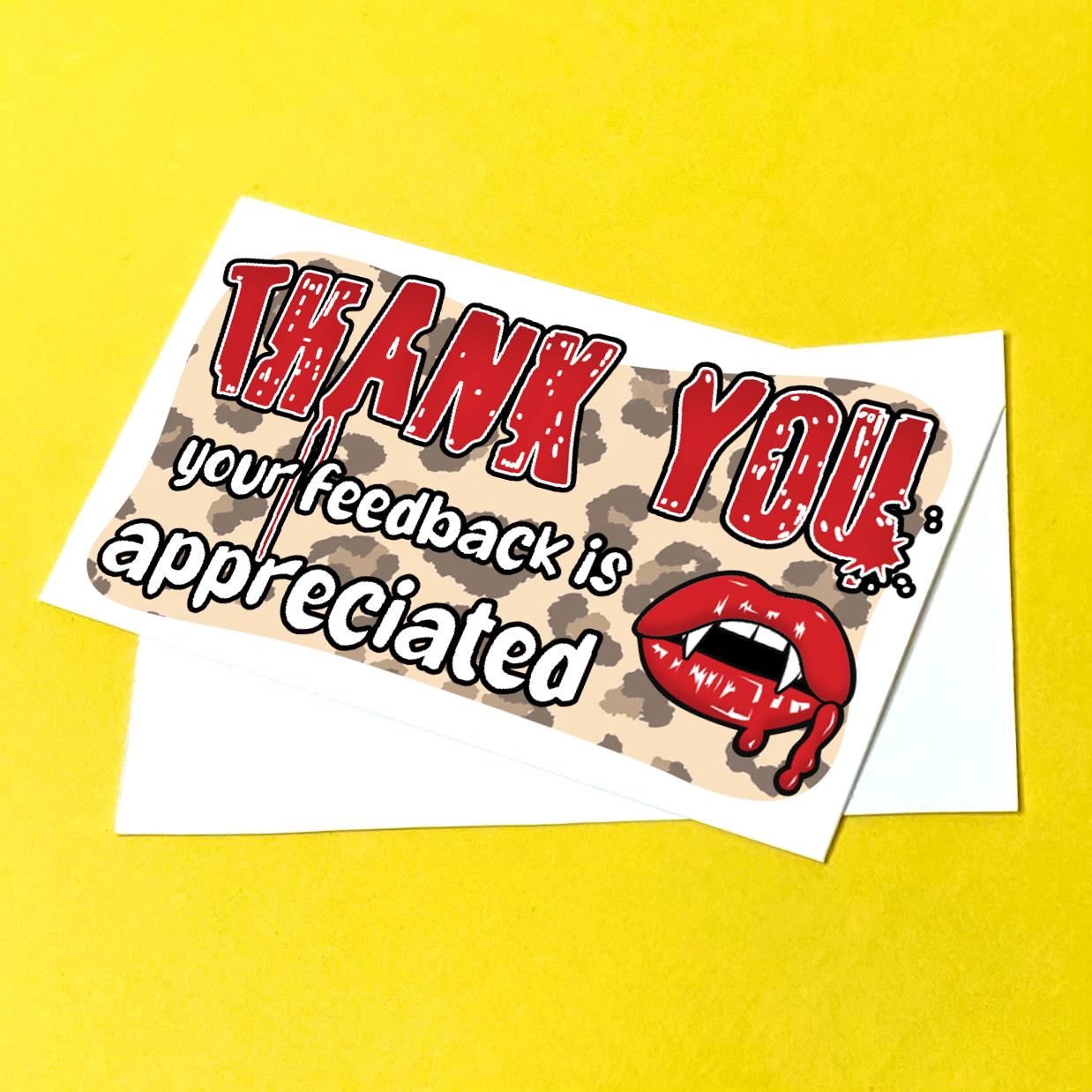 Dripping Lips Leopard Print Thank You Note Cards