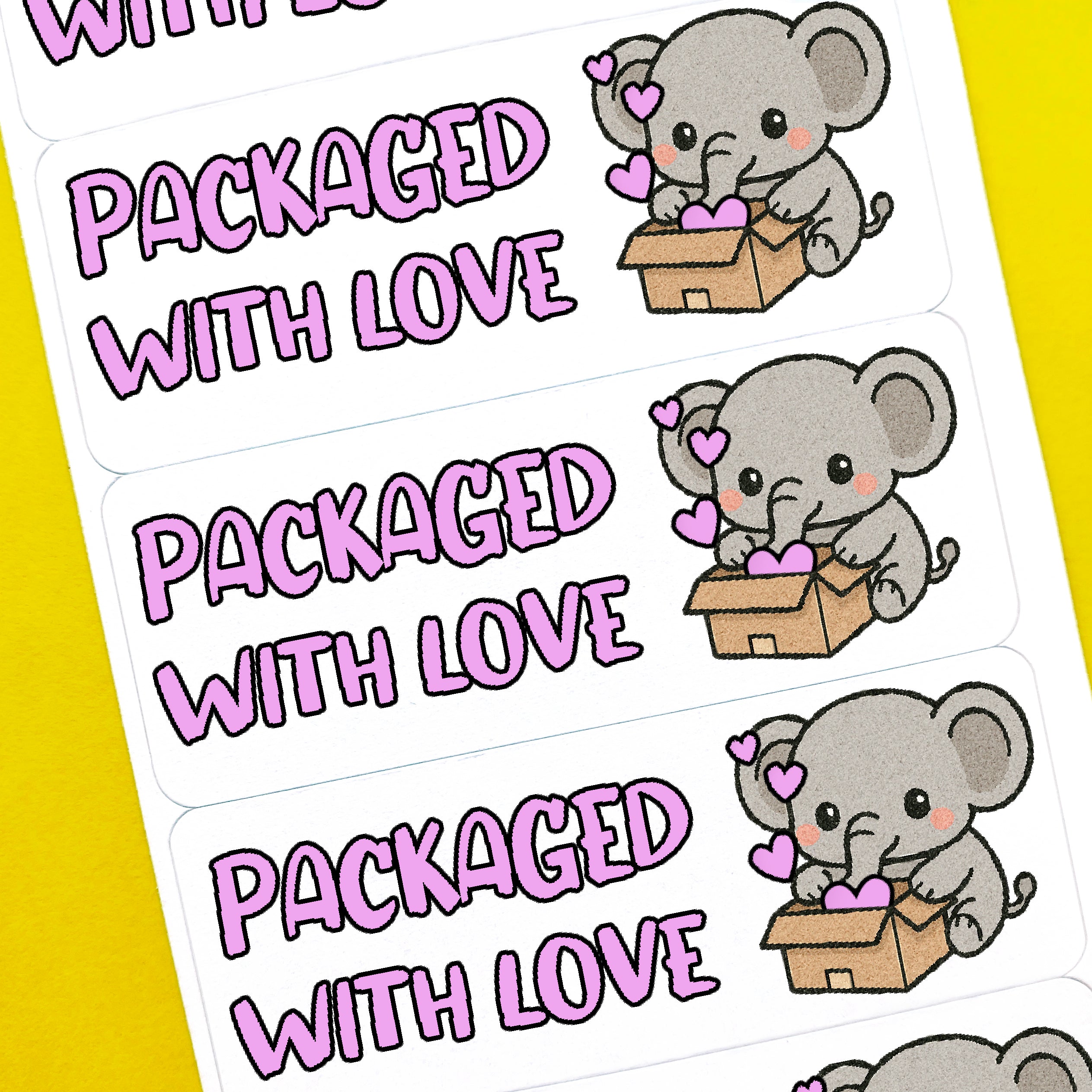 Elephant Packaged With Love Stickers