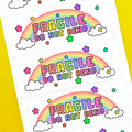 Fragile Do Not Bend Rainbow Stickers