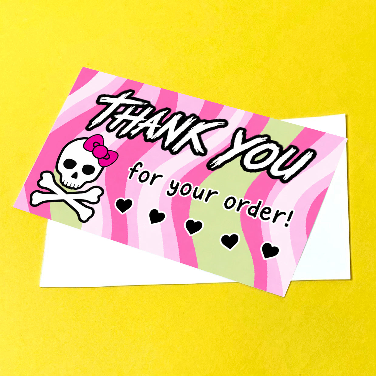 Pink Skull Thank You Note Cards