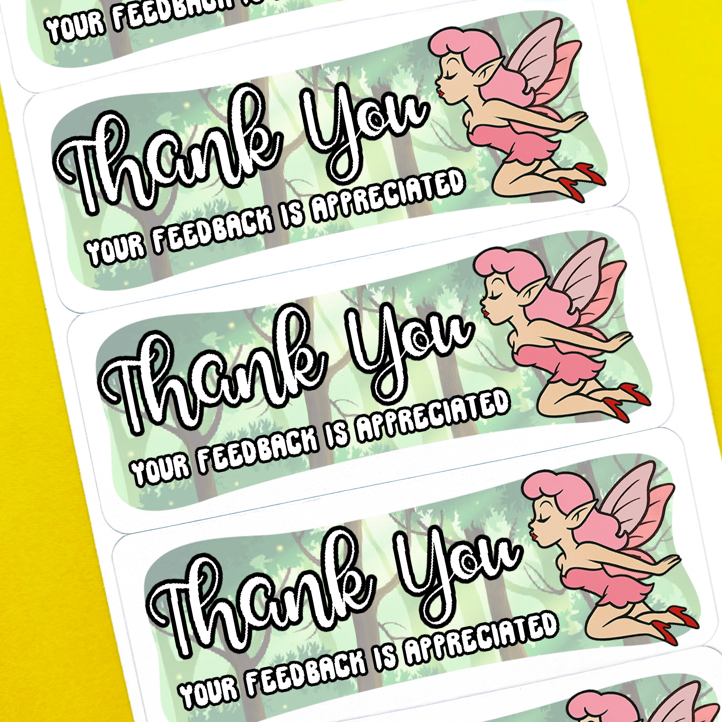 Pink Fairy Thank You Stickers