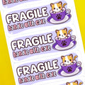 Cat in Mug Fragile Handle With Care Stickers