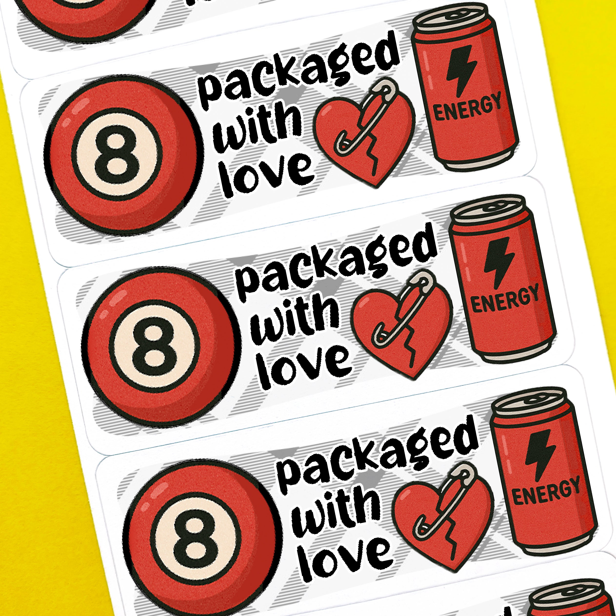 8 Ball Grunge Packaged With Love Stickers