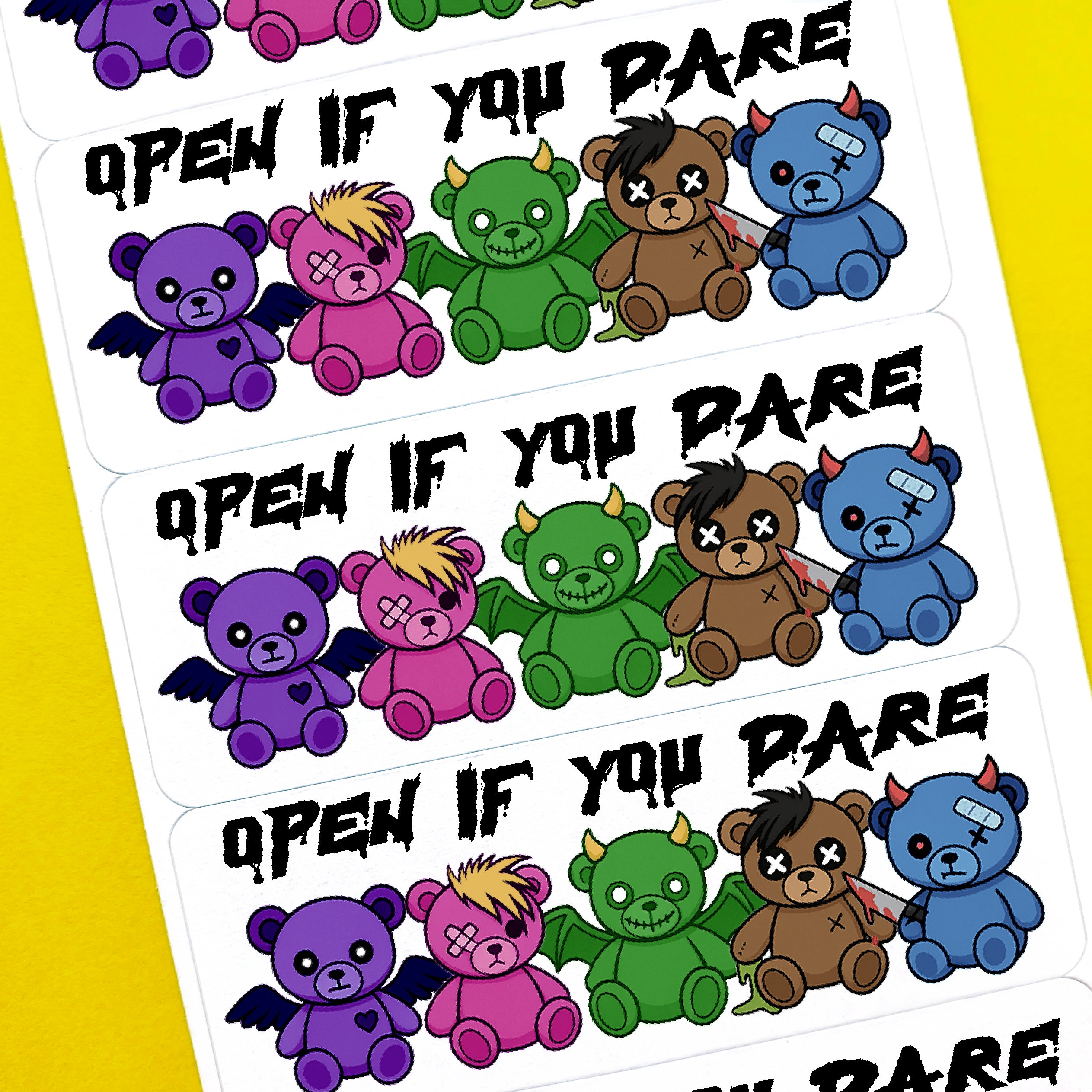 Open If You Dare Emo Bears Stickers