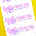 Hair Bow Thank You Stickers