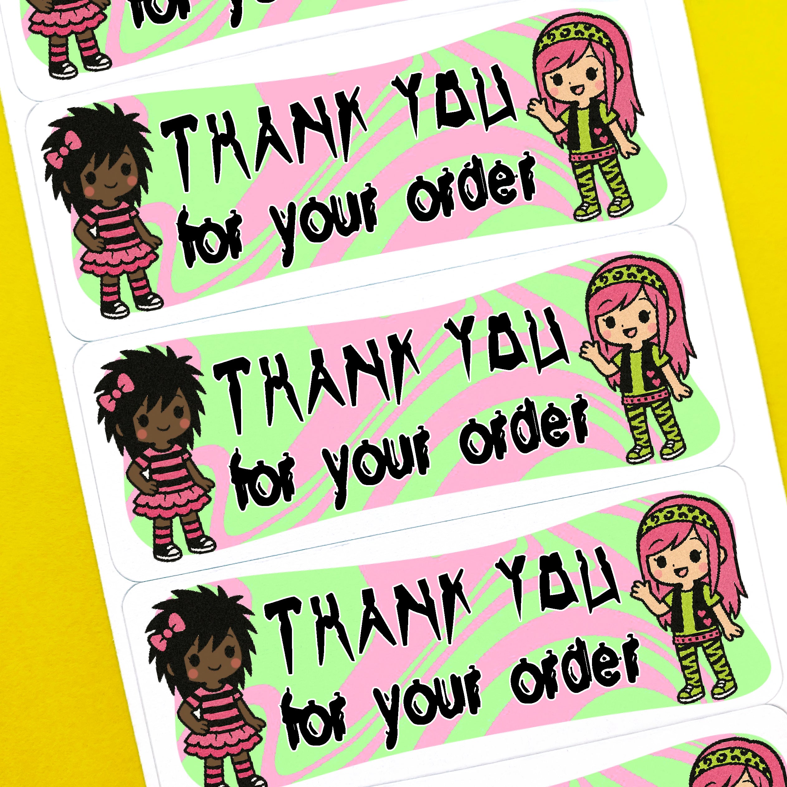 Emo/Scene Girls Thank You Stickers