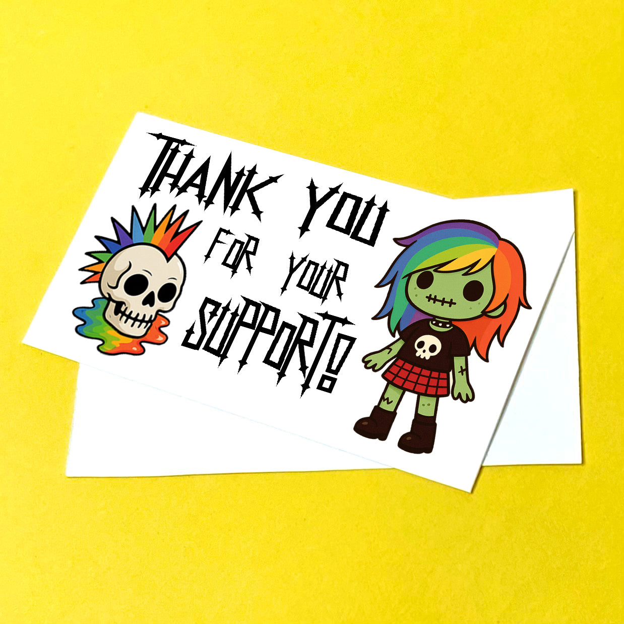 Rainbow Punk Thank You Note Cards