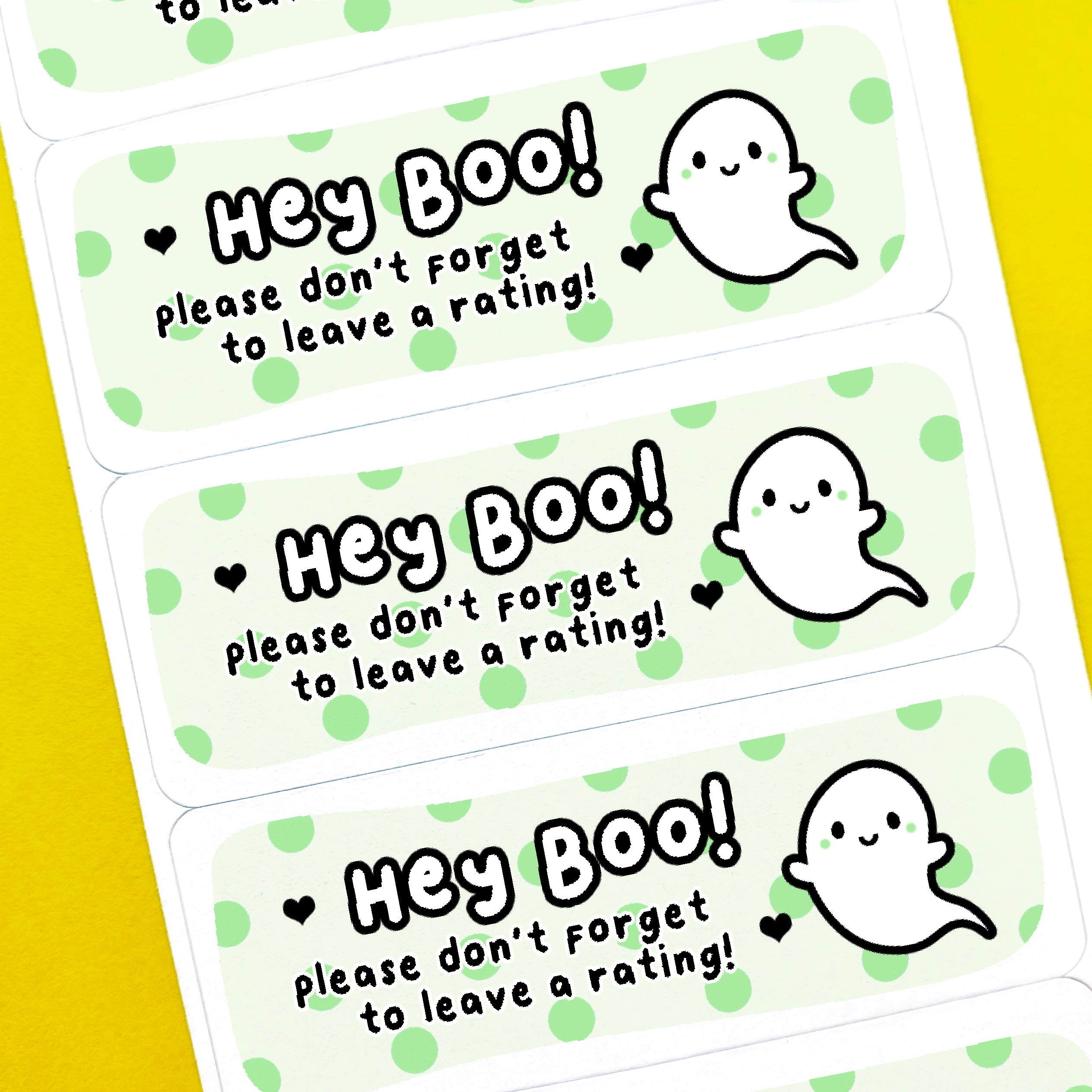 Green Hey Boo Leave a Review Stickers