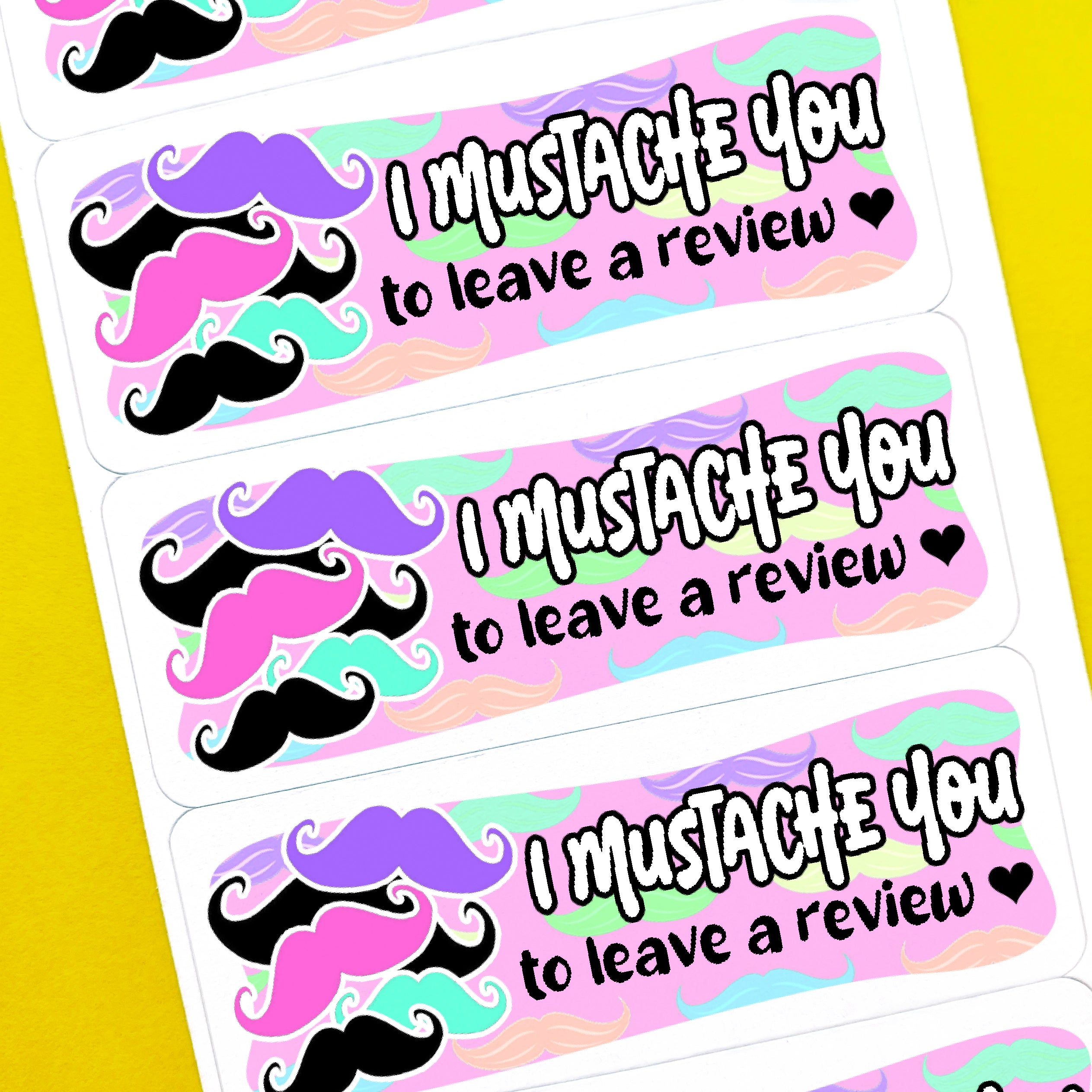 Mustache Leave a Review Stickers