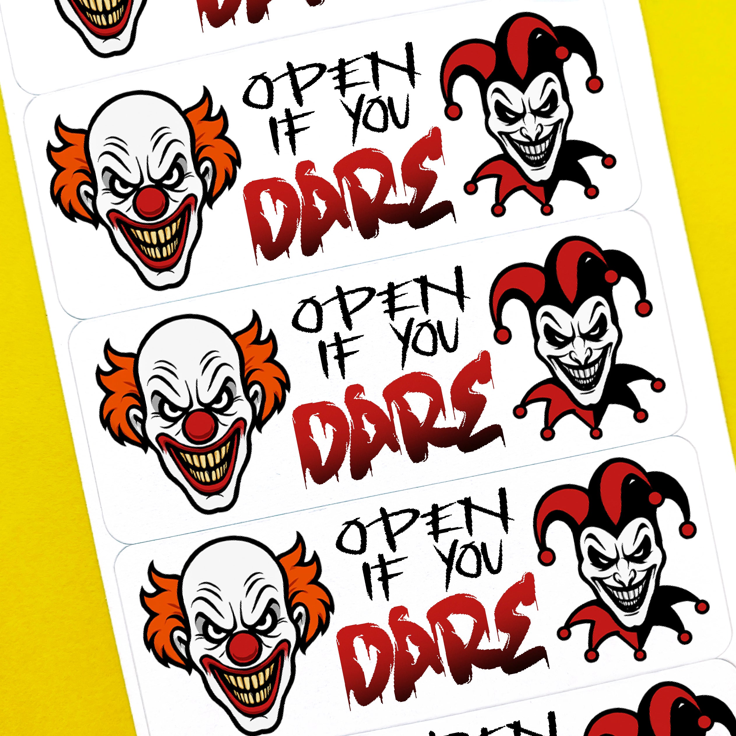 Evil Clown Open If You Dare Stickers