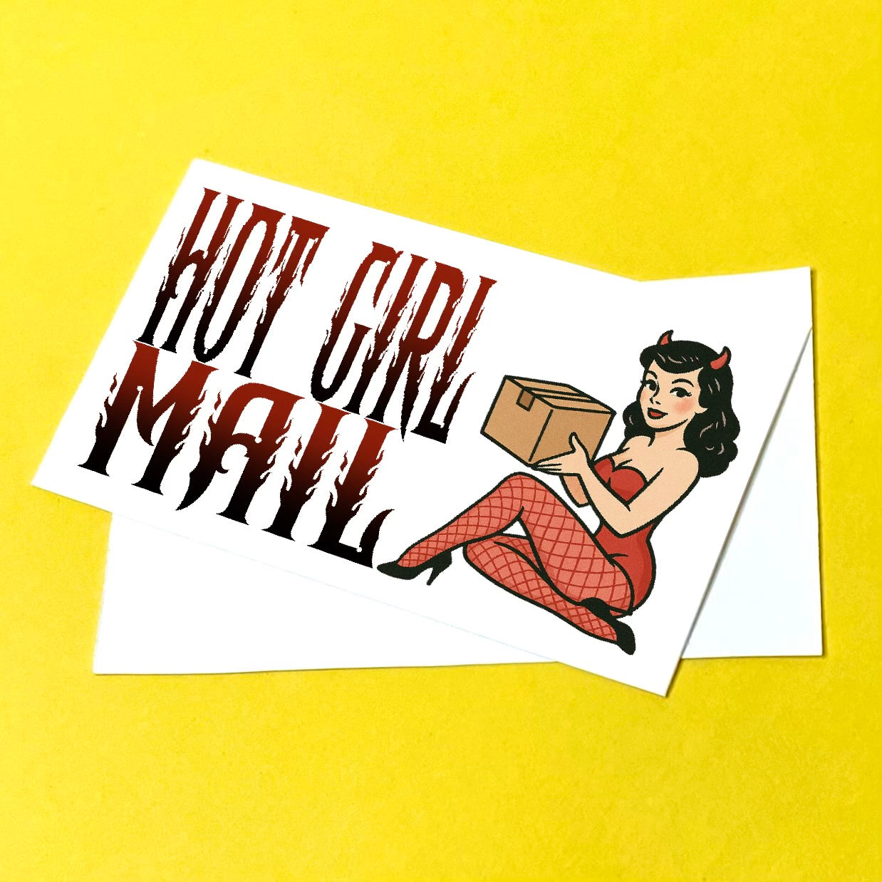 Hot Girl Mail Devil Pinup Girl Thank You Note Cards