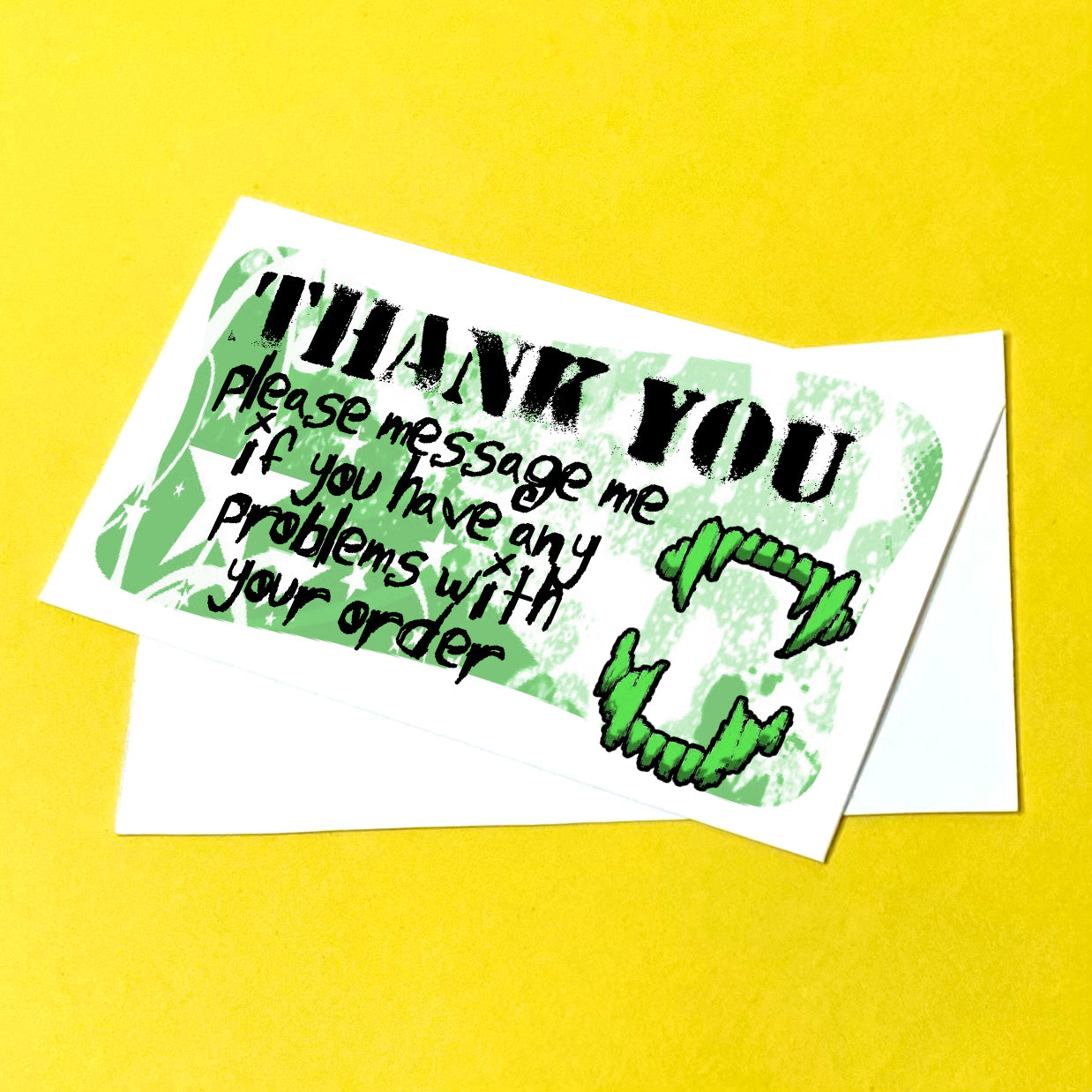 Green Fangs Thank You Note Cards
