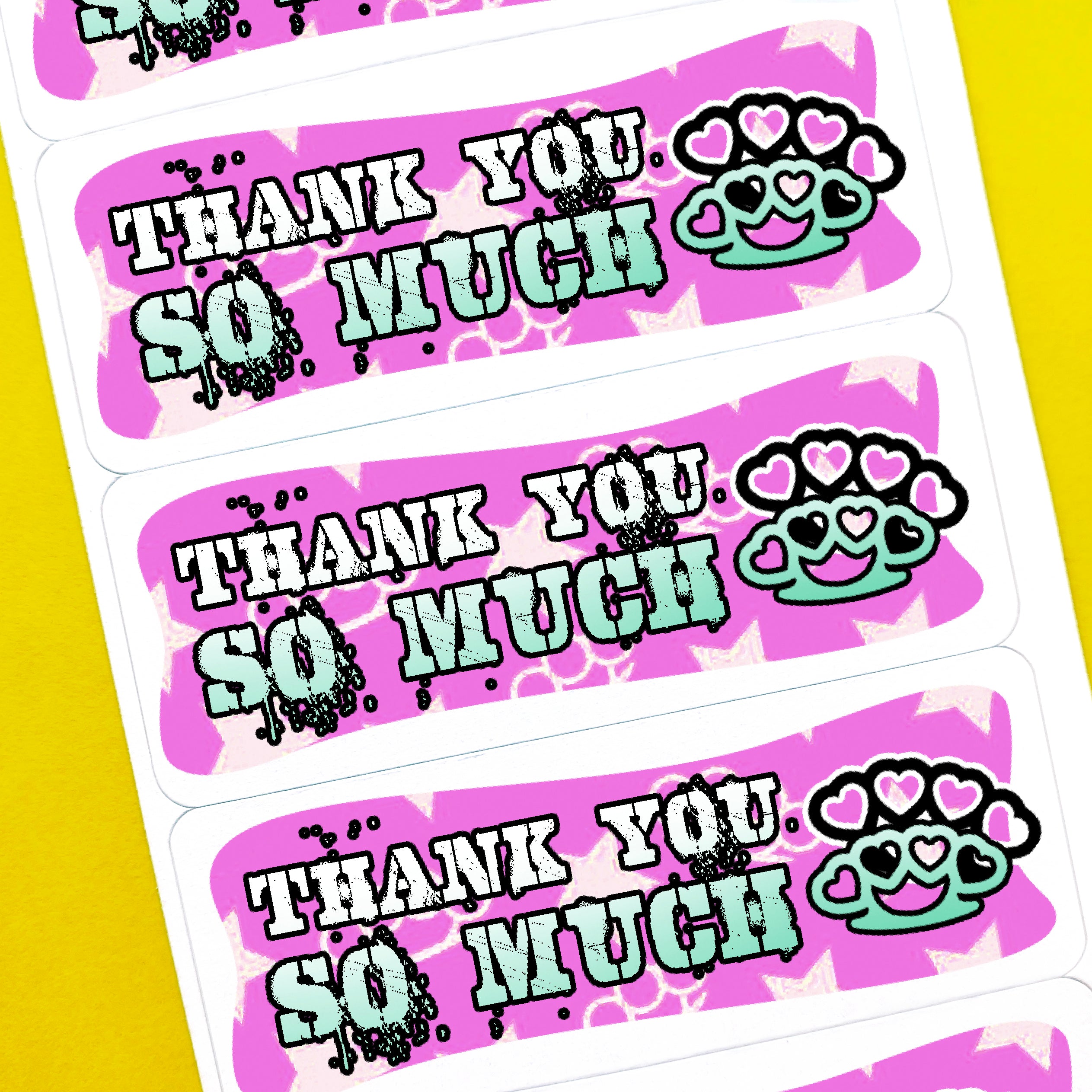 Teal & Pink Brass Knuckles Stickers