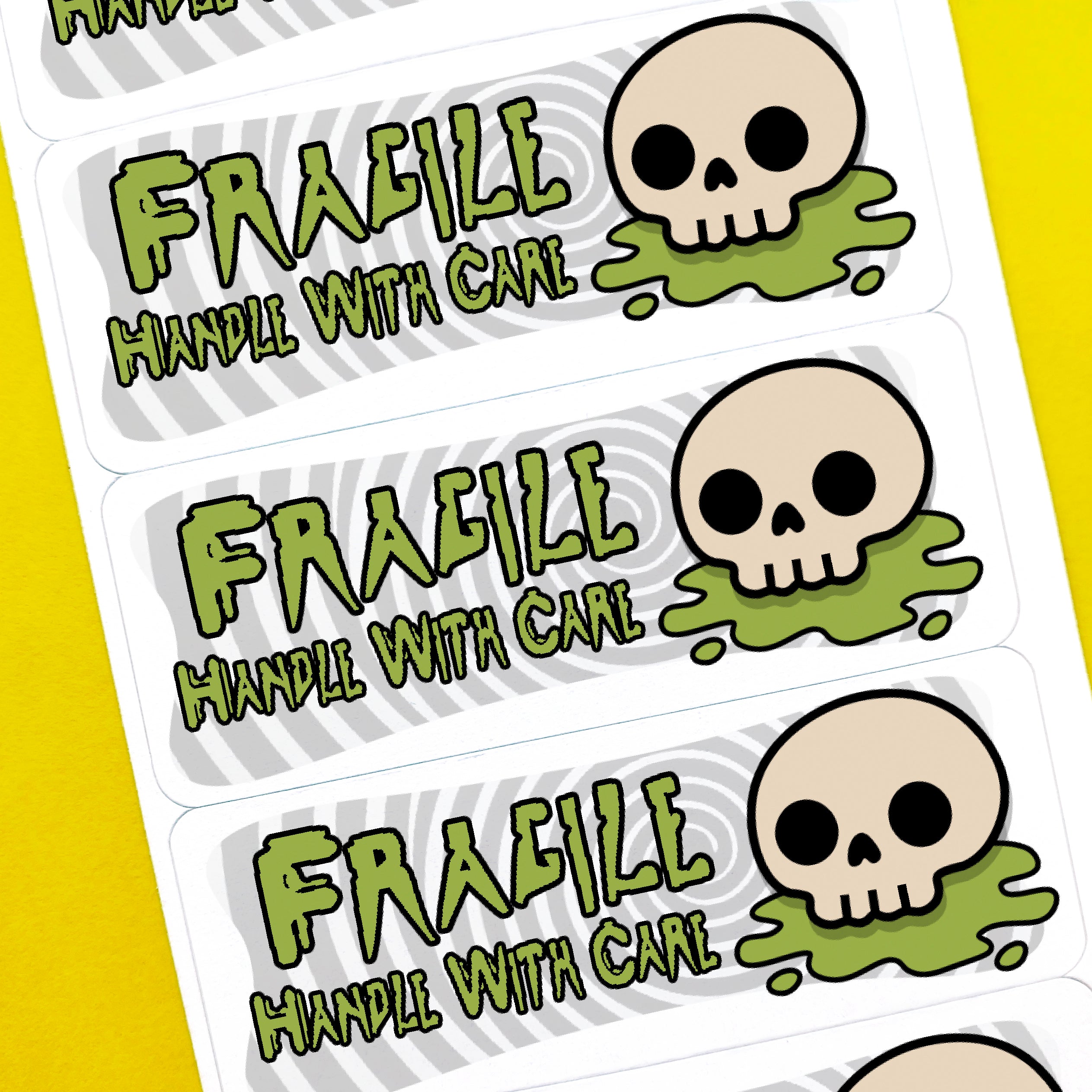 Skull Slime Fragile Handle With Care Stickers