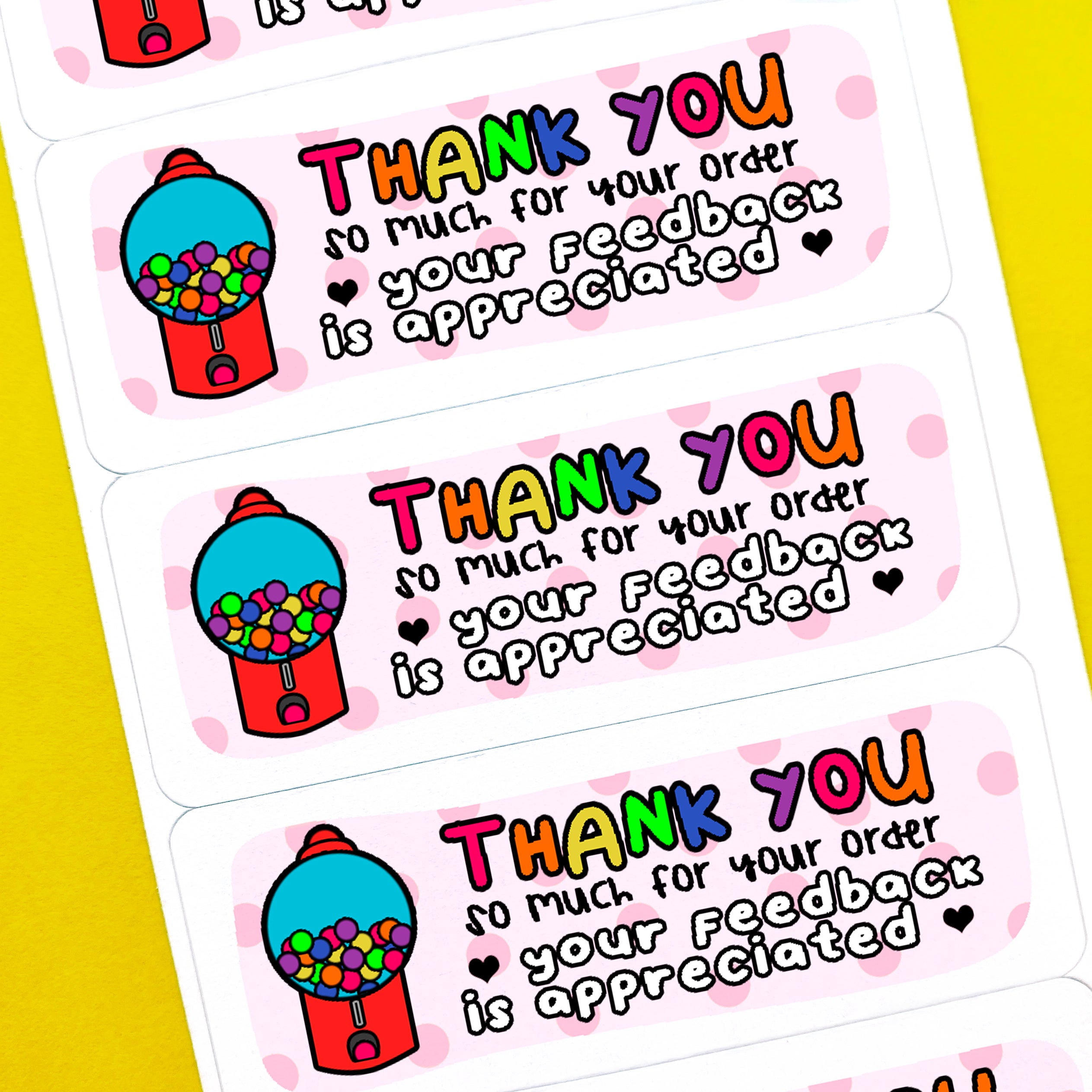 Gumball Machine Thank You Stickers