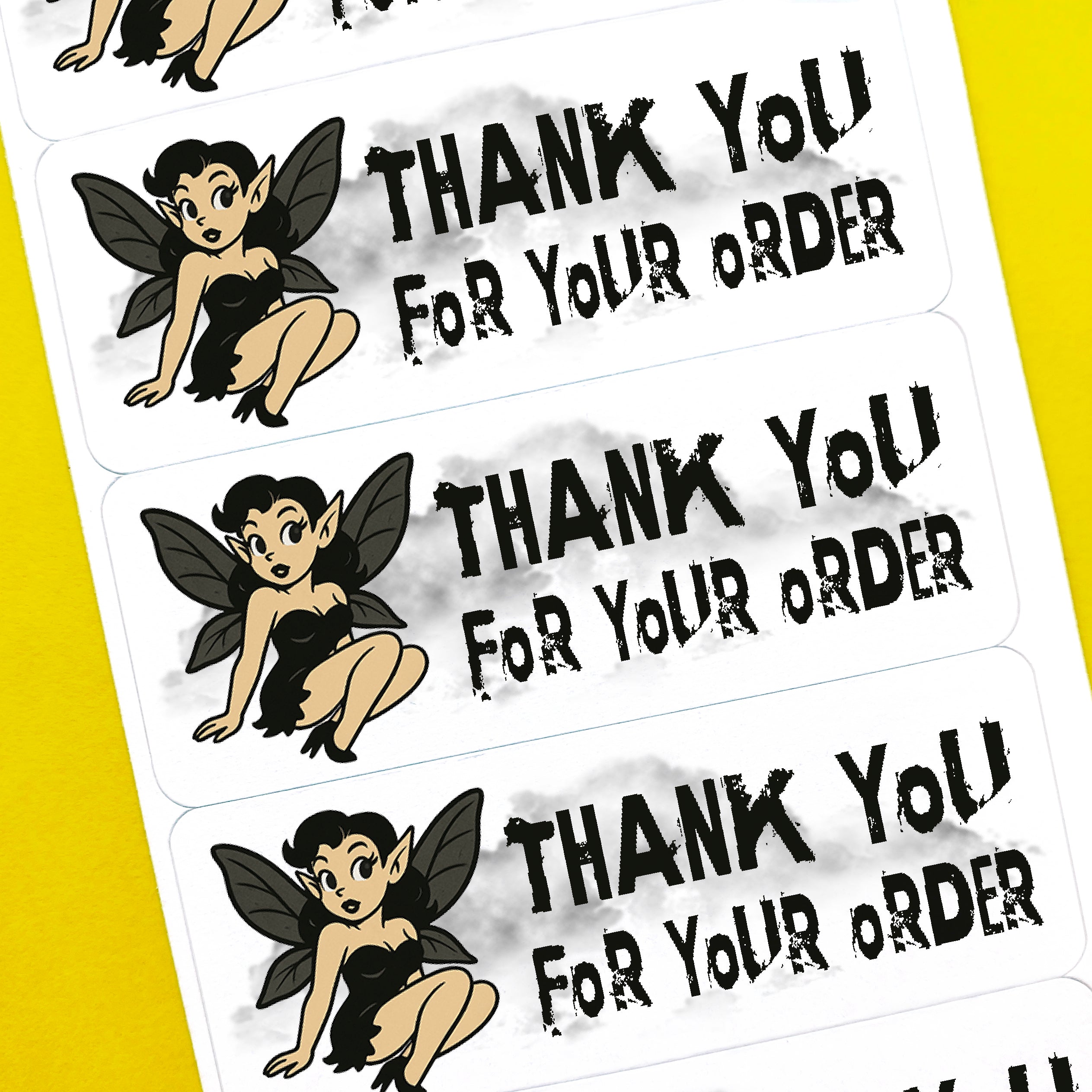 Goth Fairy Thank You Stickers